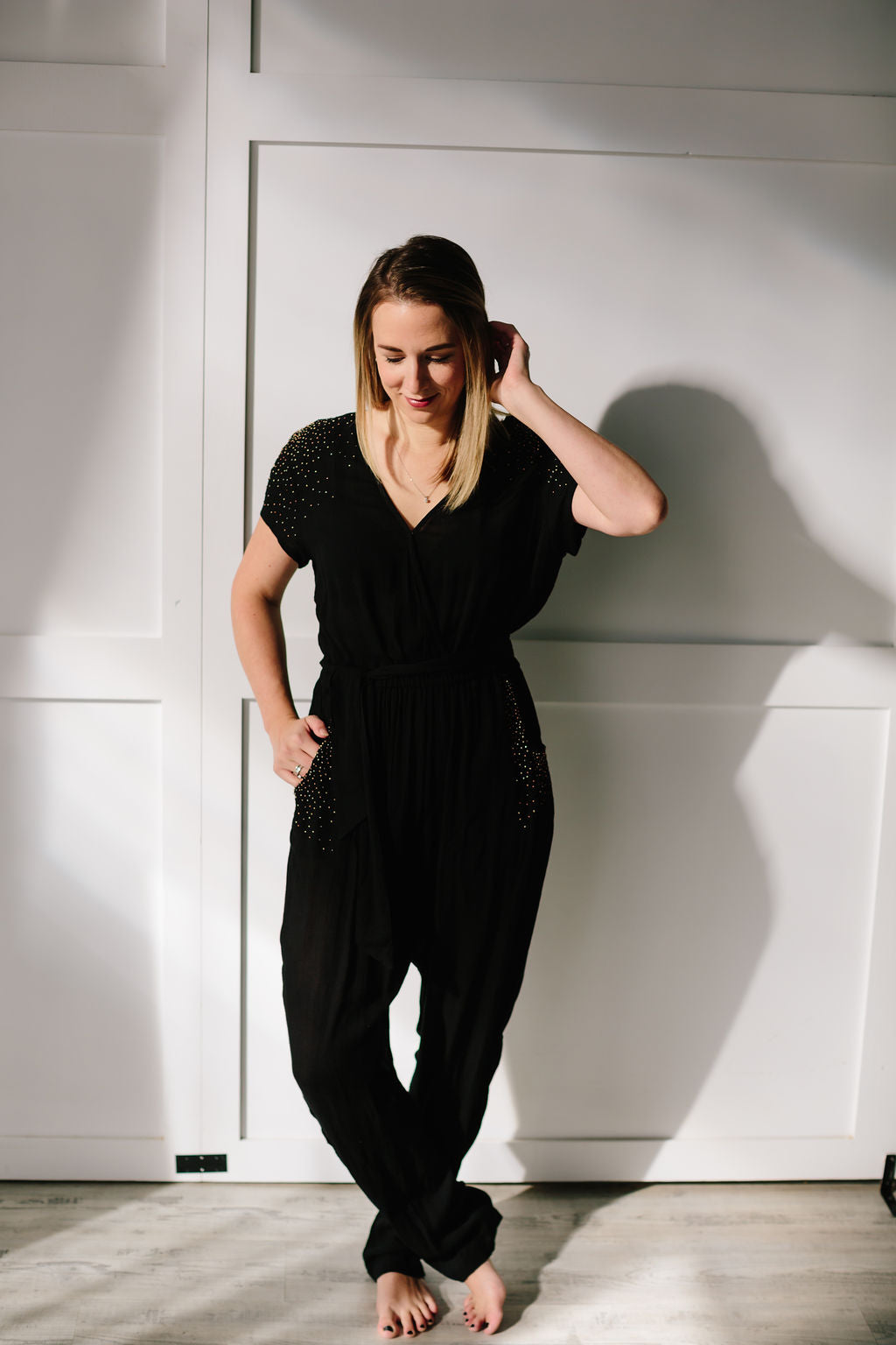 Symbology - Beaded Wrap Jumper - Women&#39;s Holiday Jumpsuit - Ethical Fashion